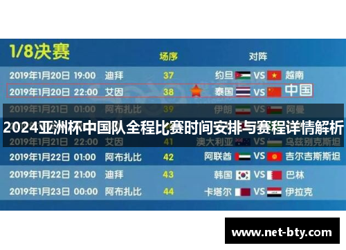 2024亚洲杯中国队全程比赛时间安排与赛程详情解析 2024亚洲杯中国队全程比赛时间安排与赛程详情解析